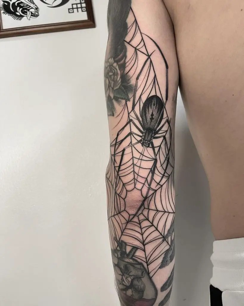 40 Striking Elbow Spiderweb Tattoo Designs