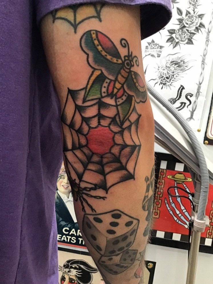 40 Striking Elbow Spiderweb Tattoo Designs