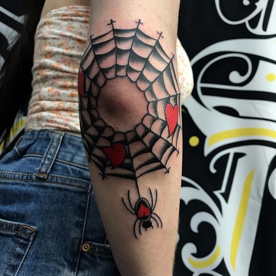 40 Striking Elbow Spiderweb Tattoo Designs