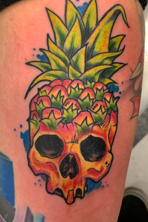 Tropical Rebellion: 15 Pineapple Skull Tattoos