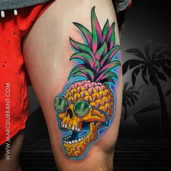 Tropical Rebellion: 15 Pineapple Skull Tattoos