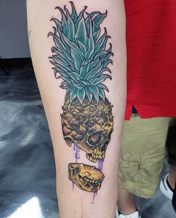 Tropical Rebellion: 15 Pineapple Skull Tattoos