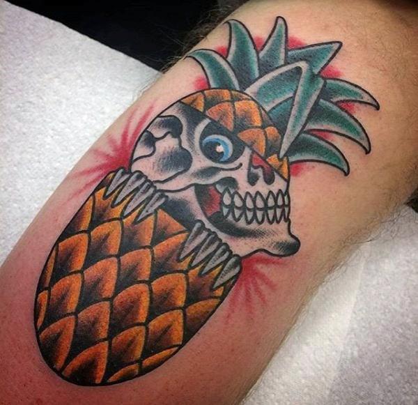 Tropical Rebellion: 15 Pineapple Skull Tattoos
