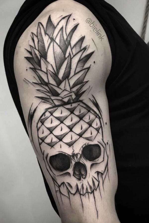 Tropical Rebellion: 15 Pineapple Skull Tattoos