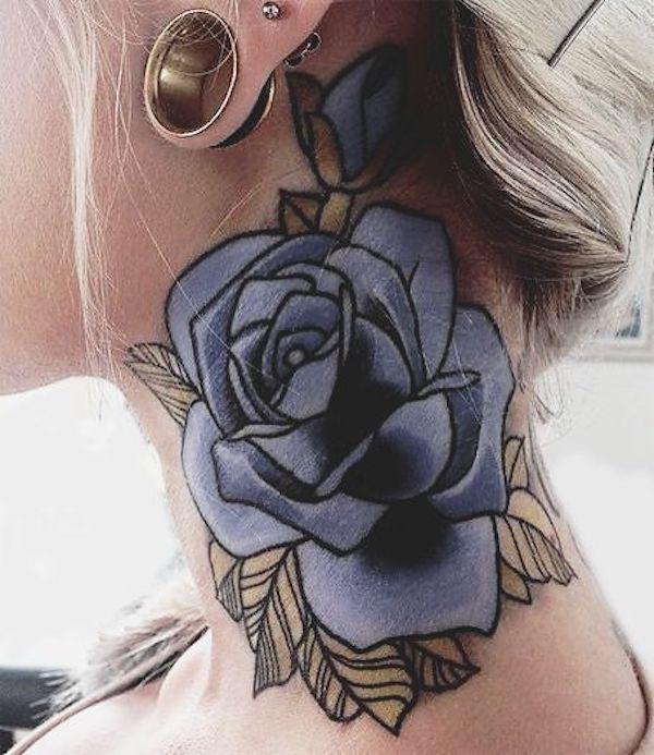 70 Masterful Rose Neck Tattoos and Their Meanings