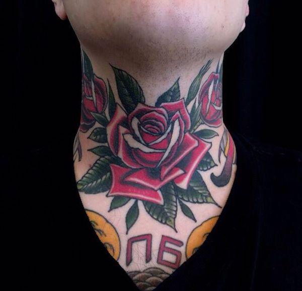 70 Masterful Rose Neck Tattoos and Their Meanings