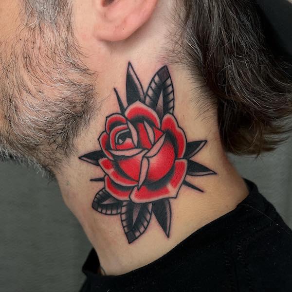 70 Masterful Rose Neck Tattoos and Their Meanings