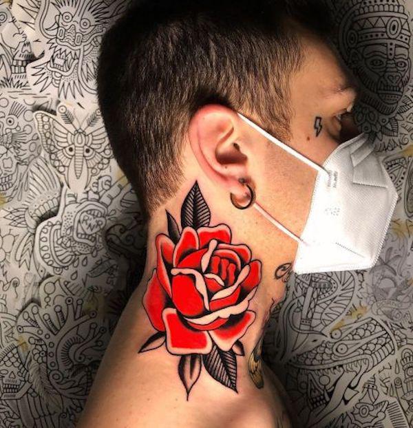 70 Masterful Rose Neck Tattoos and Their Meanings