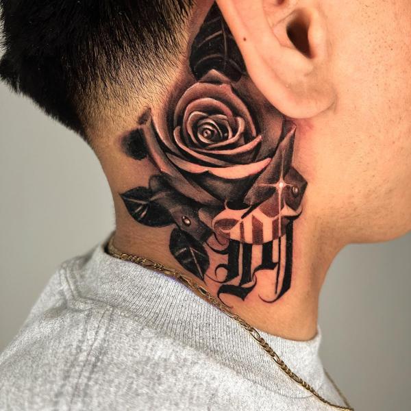 70 Masterful Rose Neck Tattoos and Their Meanings