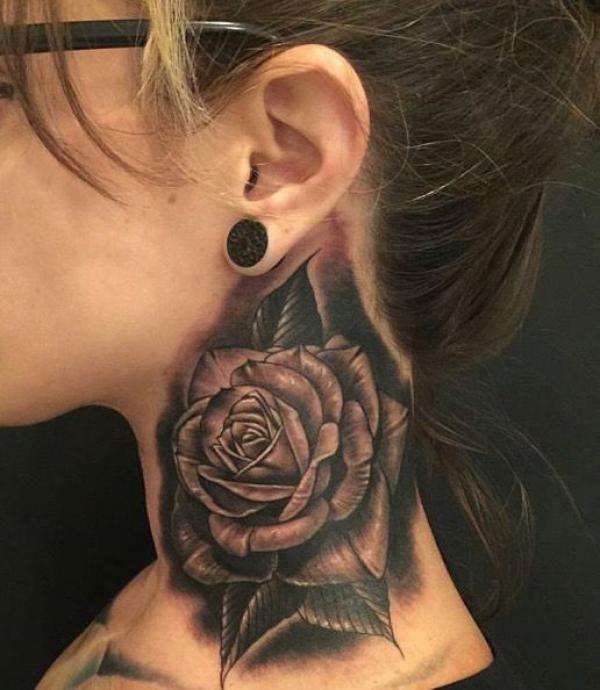 70 Masterful Rose Neck Tattoos and Their Meanings