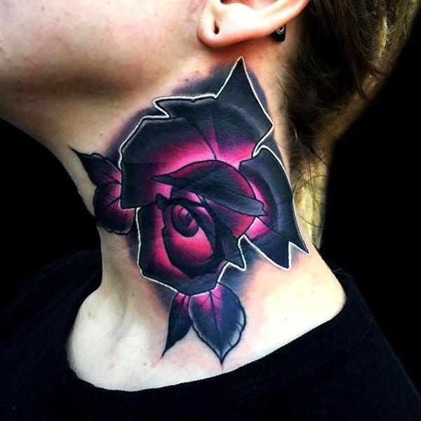 70 Masterful Rose Neck Tattoos and Their Meanings