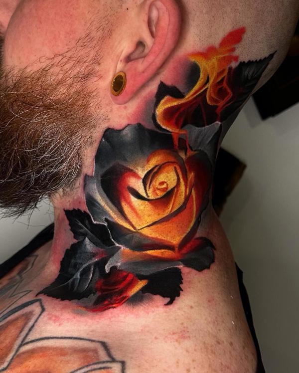 70 Masterful Rose Neck Tattoos and Their Meanings