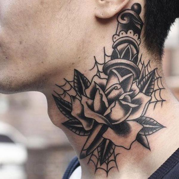 70 Masterful Rose Neck Tattoos and Their Meanings