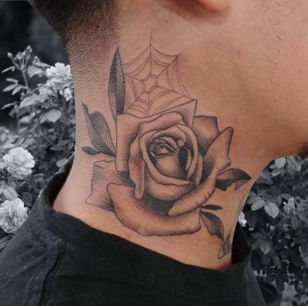 70 Masterful Rose Neck Tattoos and Their Meanings