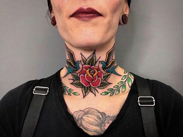 70 Masterful Rose Neck Tattoos and Their Meanings
