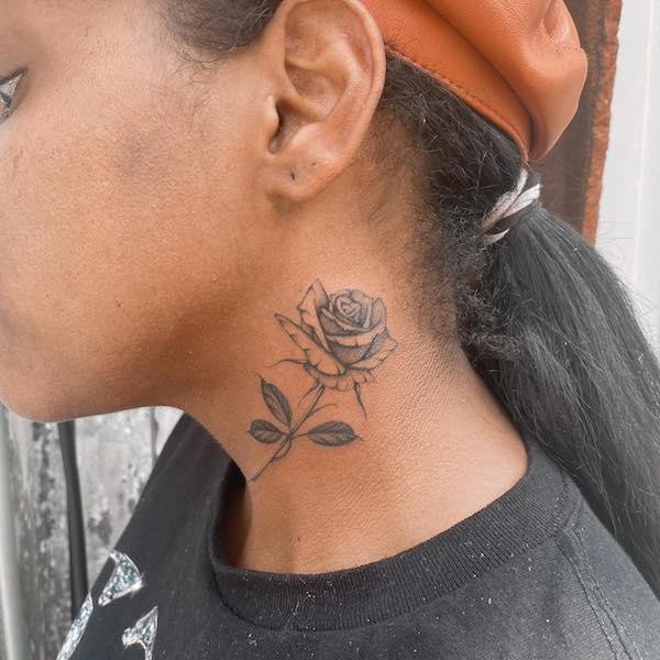 70 Masterful Rose Neck Tattoos and Their Meanings