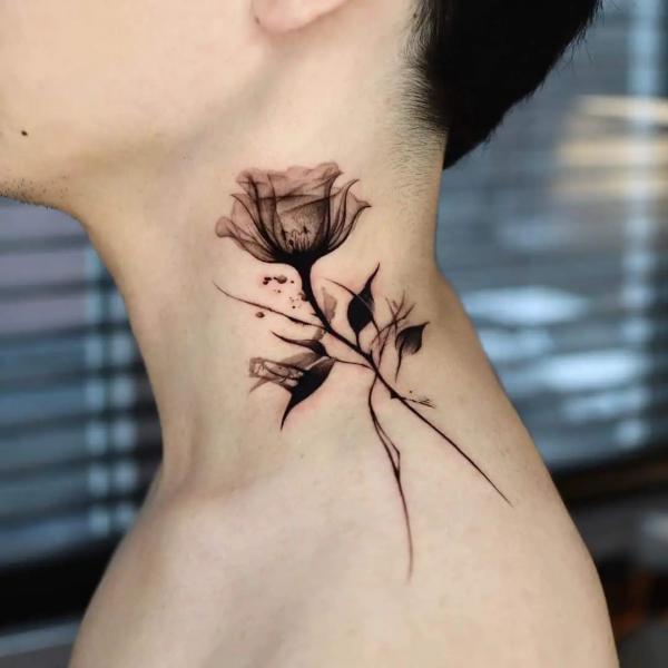 70 Masterful Rose Neck Tattoos and Their Meanings