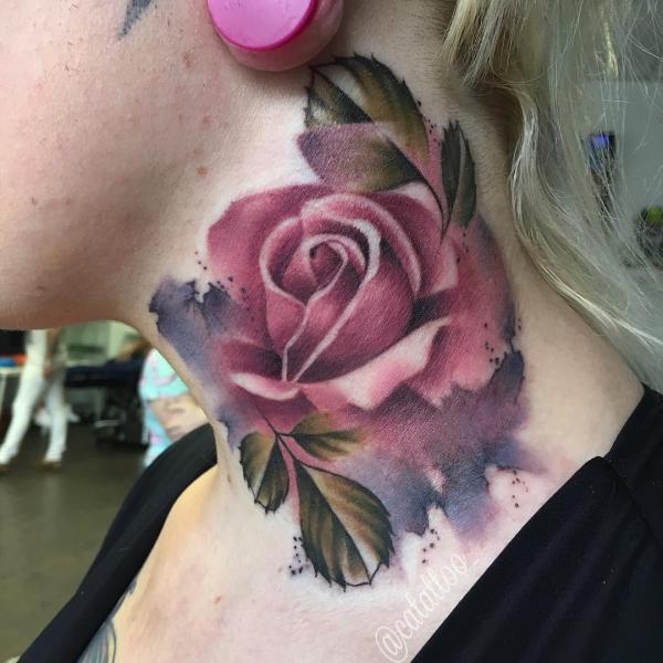 70 Masterful Rose Neck Tattoos and Their Meanings
