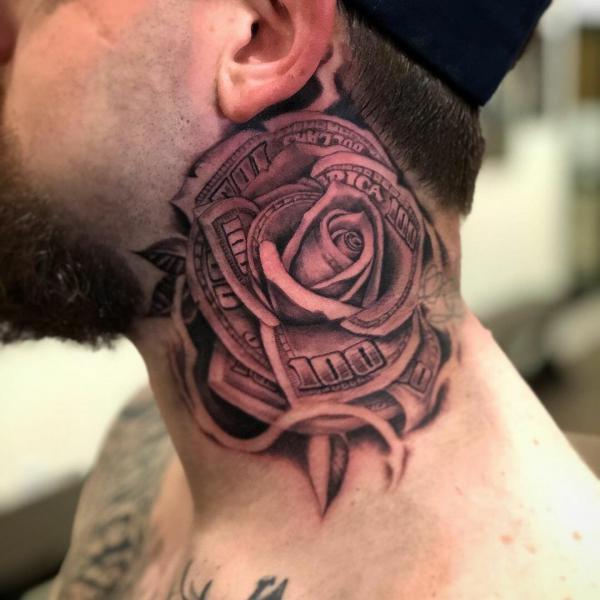 70 Masterful Rose Neck Tattoos and Their Meanings