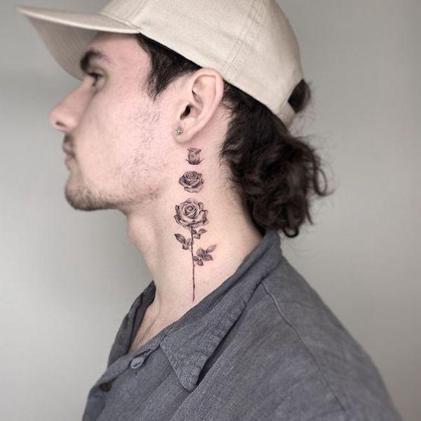 70 Masterful Rose Neck Tattoos and Their Meanings