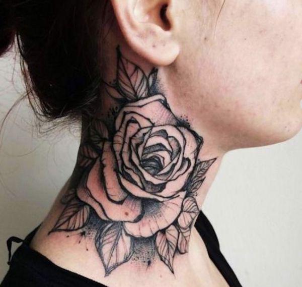 70 Masterful Rose Neck Tattoos and Their Meanings