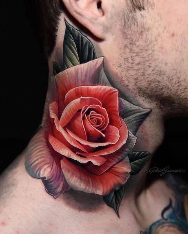 70 Masterful Rose Neck Tattoos and Their Meanings