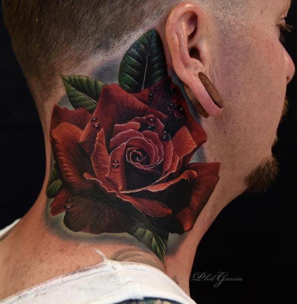 70 Masterful Rose Neck Tattoos and Their Meanings