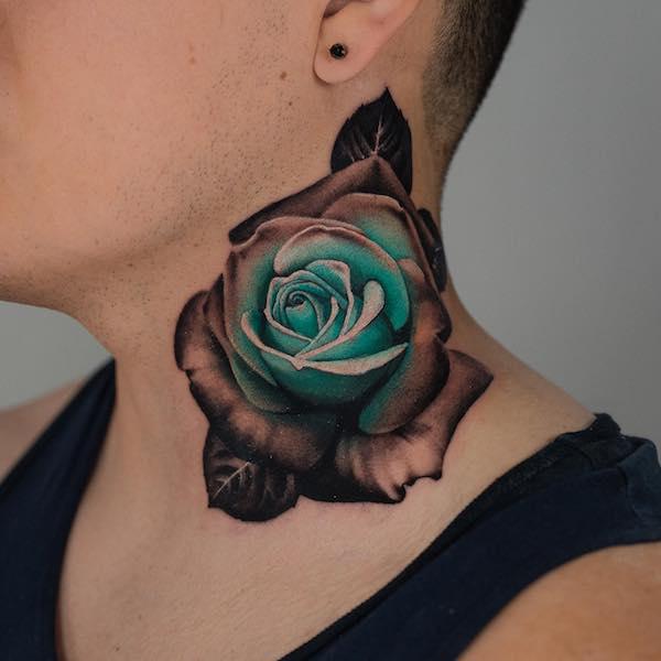 70 Masterful Rose Neck Tattoos and Their Meanings