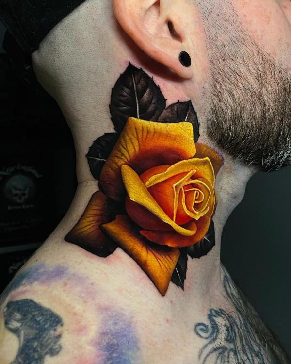 70 Masterful Rose Neck Tattoos and Their Meanings