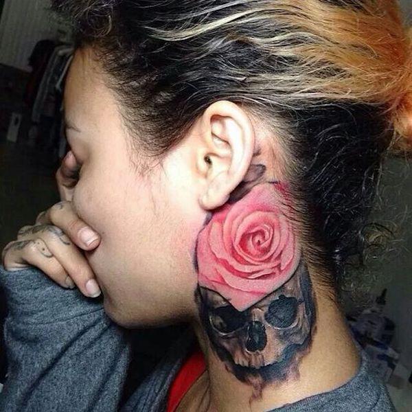 70 Masterful Rose Neck Tattoos and Their Meanings