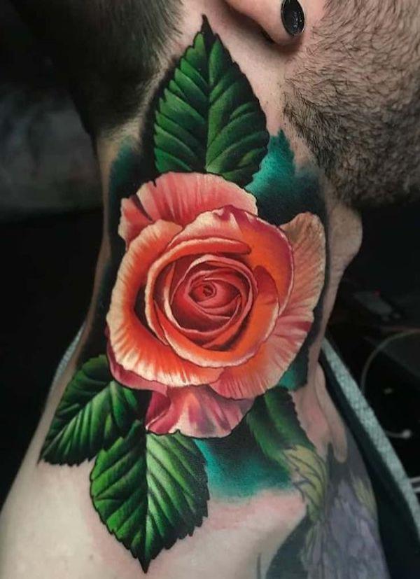 70 Masterful Rose Neck Tattoos and Their Meanings