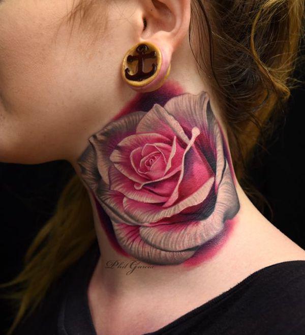 70 Masterful Rose Neck Tattoos and Their Meanings