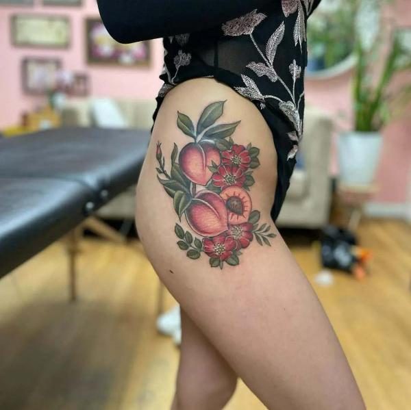50 Peach Tattoo Designs with Meaning