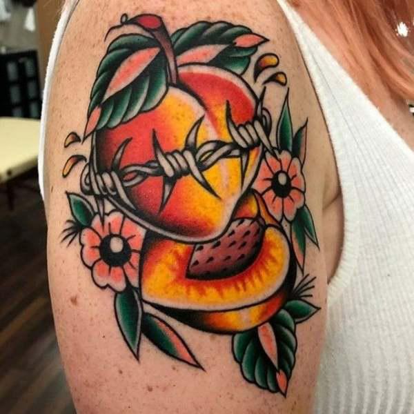 50 Peach Tattoo Designs with Meaning