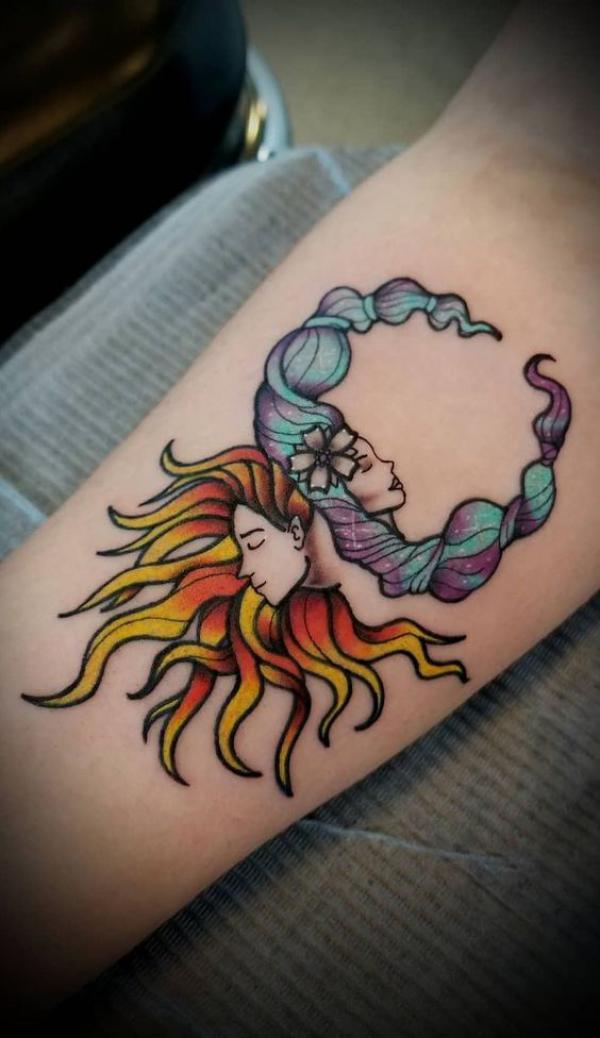 100 Sun and Moon Tattoos with Meaning