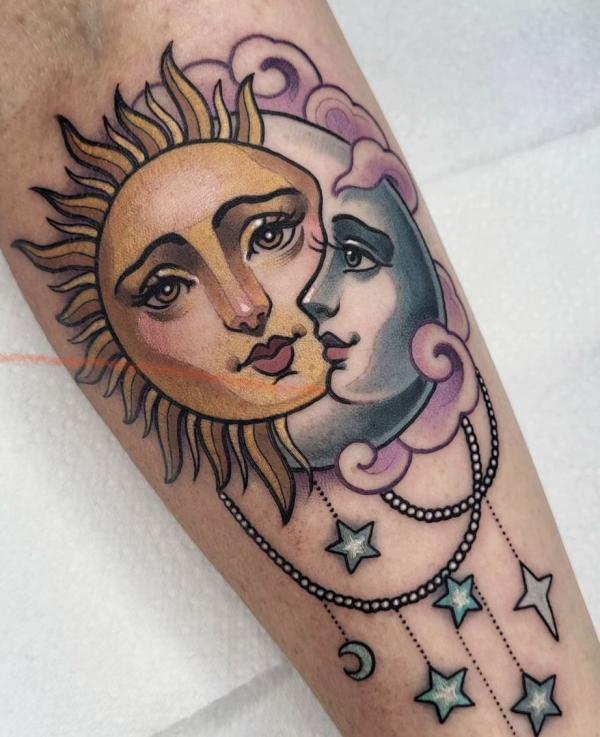 100 Sun and Moon Tattoos with Meaning