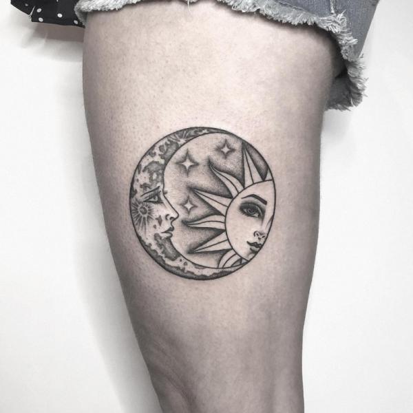100 Sun and Moon Tattoos with Meaning