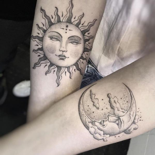 100 Sun and Moon Tattoos with Meaning