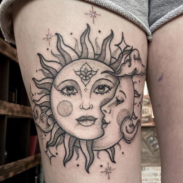 100 Sun and Moon Tattoos with Meaning