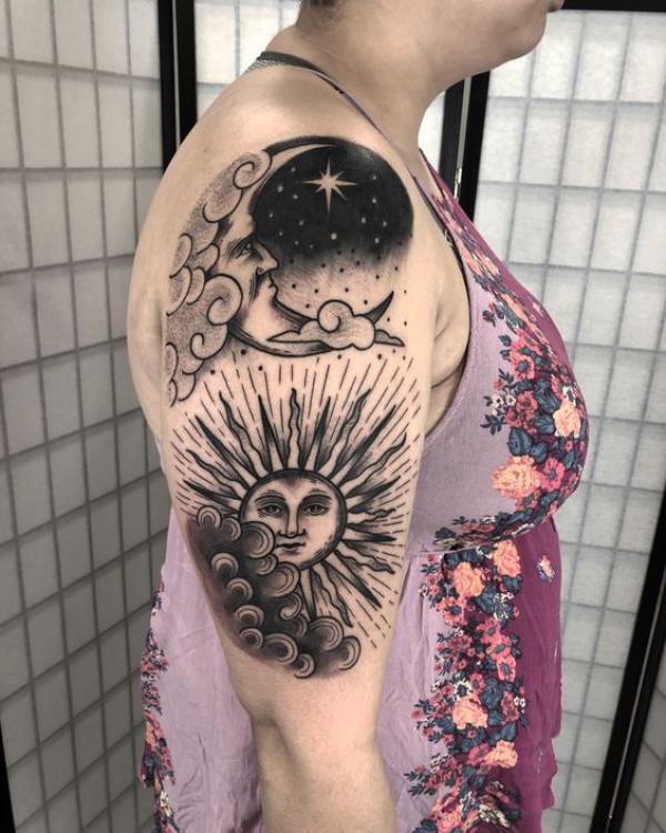 100 Sun and Moon Tattoos with Meaning
