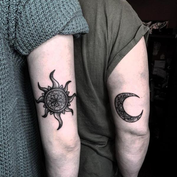 100 Sun and Moon Tattoos with Meaning