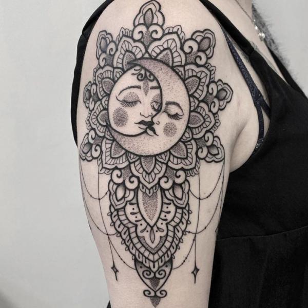 100 Sun and Moon Tattoos with Meaning