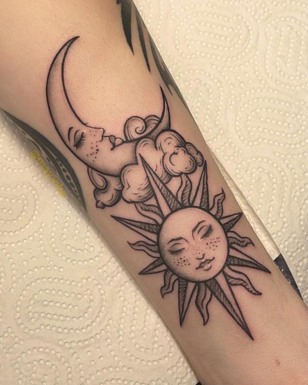 100 Sun and Moon Tattoos with Meaning