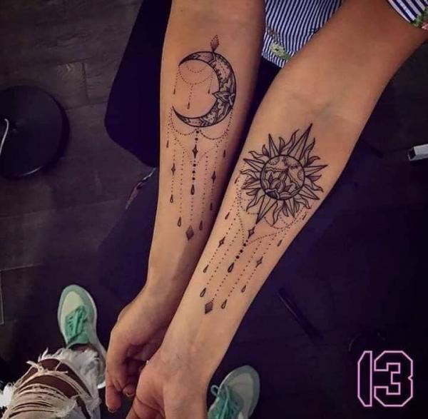 100 Sun and Moon Tattoos with Meaning