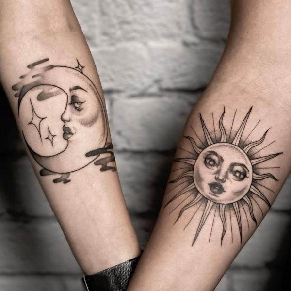 100 Sun and Moon Tattoos with Meaning