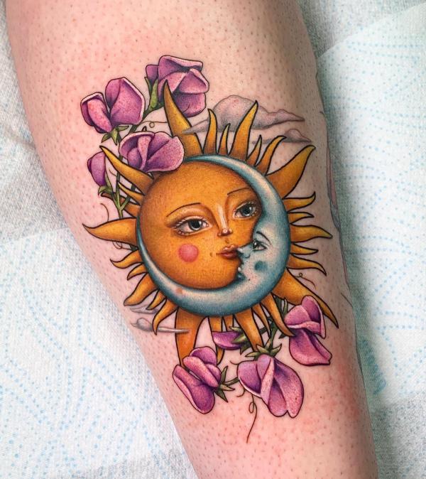 100 Sun and Moon Tattoos with Meaning