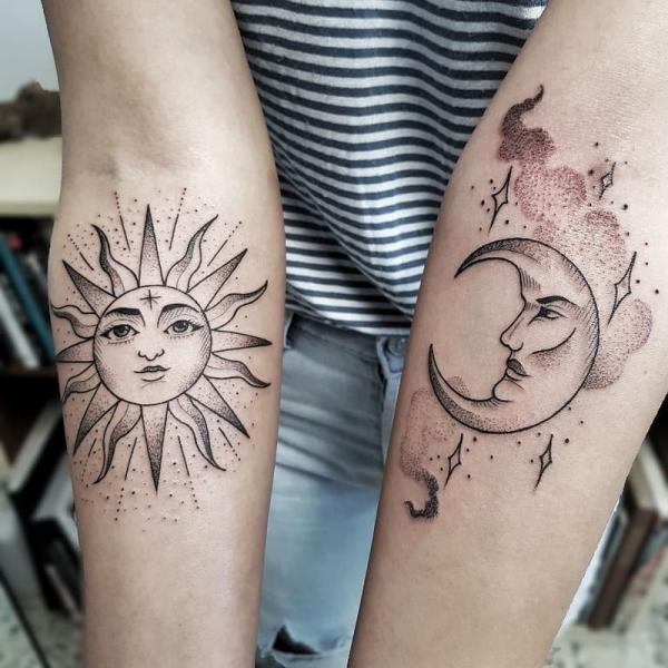 100 Sun and Moon Tattoos with Meaning