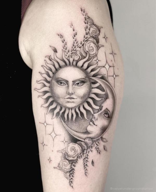 100 Sun and Moon Tattoos with Meaning
