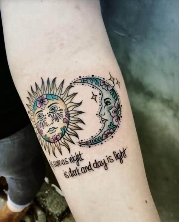 100 Sun and Moon Tattoos with Meaning