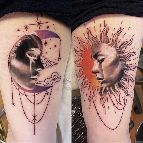 100 Sun and Moon Tattoos with Meaning